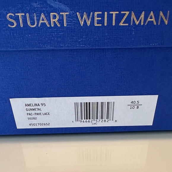 NWT Stuart Weitzman Amelina Gunmetal Glitter Heels - Picture 4 of 11